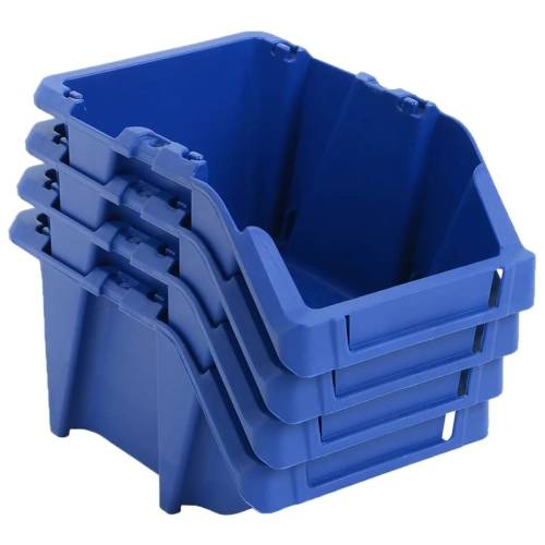 Cutii depozitare stivuibile, 75 buc, 153x244x123 mm, albastru
