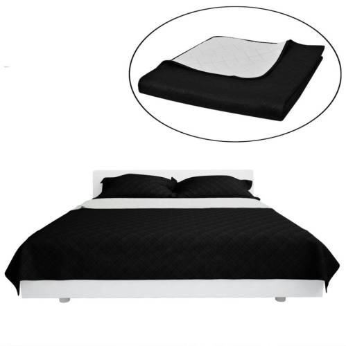 Cuvertură de pat matlasată cu două fețe negru/alb 220 x 240 cm