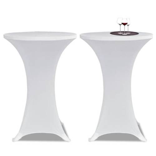 Faţă de masă pentru mese înalte Ø 60 cm alb elasticizată 2 buc