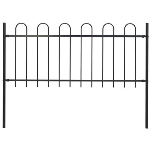 Gard de grădină cu vârf curbat, negru, 1,7 x 0,8 m, oțel
