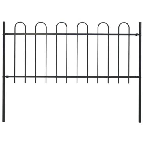 Gard de grădină cu vârf curbat, negru, 1,7 x 1 m, oțel