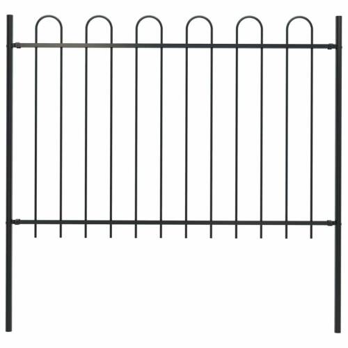 Gard de grădină cu vârf curbat, negru, 1,7 x 1,2 m, oțel