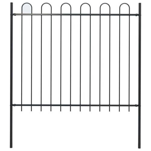 Gard de grădină cu vârf curbat, negru, 1,7 x 1,5 m, oțel