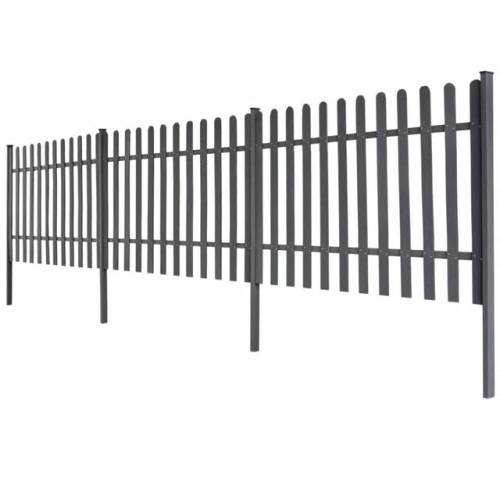 Gard șipci, 3 buc, wpc, 6 m lungime, 100 cm înălțime, gri
