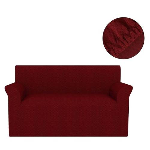 Husă elastică pentru canapea, textură pichet, roșu burgund
