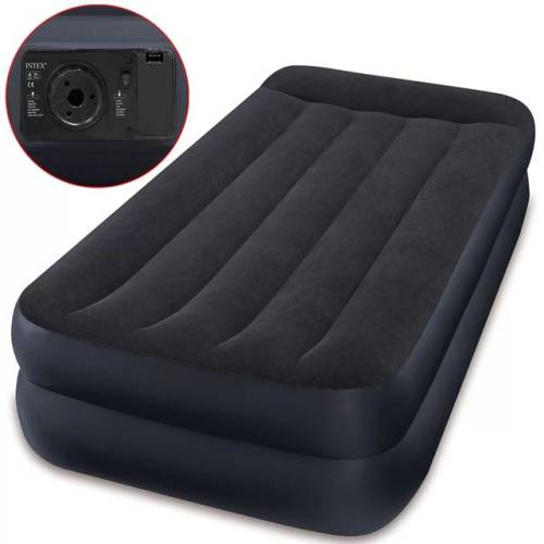 Intex pat gonflabil înalt cu pernă, negru, 99x191x42 cm, pvc, 64122