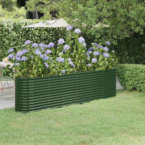 Jardinieră grădină verde 260x40x68 cm oțel vopsit electrostatic