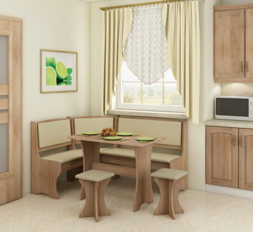 Kitchen corner set with stools | eco beige/s.bright