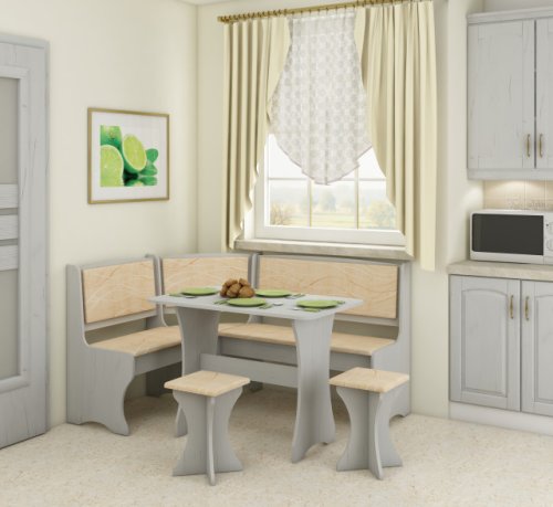 Kitchen corner set with stools | monaco/craft white