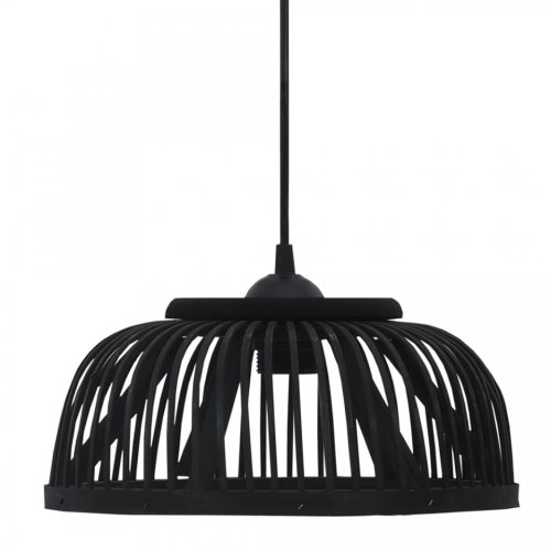 Lampă suspendată, negru, 34x14,5cm, bambus, 40 W, semicerc, E27