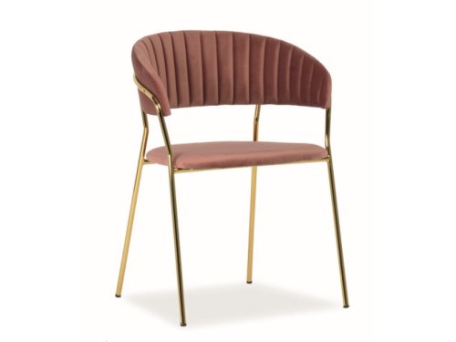 Lira velvet scaun golden/pink antique tap.151