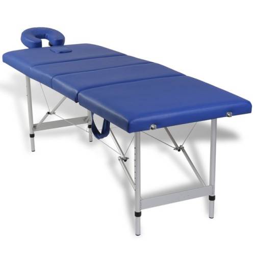 Casa Practica Masă de masaj pliabilă 4 părți cadru din aluminiu albastru