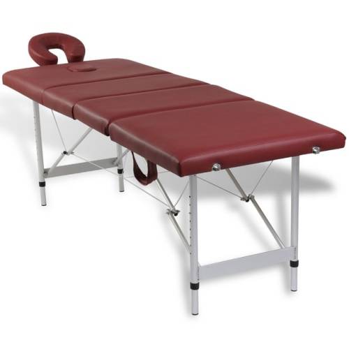 Casa Practica Masă de masaj pliabilă 4 părți cadru din aluminiu roșu