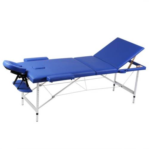 Casa Practica Masă de masaj pliabilă cadru din aluminiu 3 părți albastru