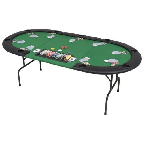 Casa Practica Masă de poker pliabilă în 3, pentru 9 jucători, oval, verde