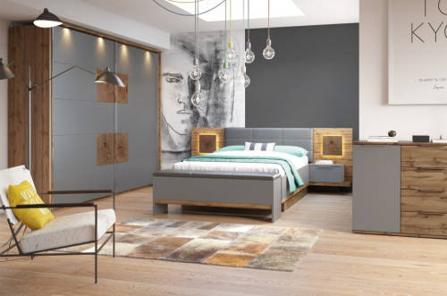 Mobila dormitor livorno oak wotan/bazaltowo-grey
