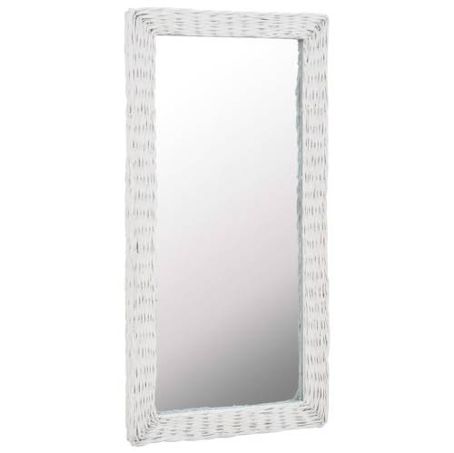 Oglindă, alb, 50 x 100 cm, răchită