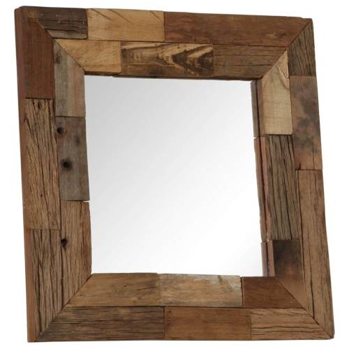 Oglindă, cu lemn masiv din traverse, 50 x 50 cm