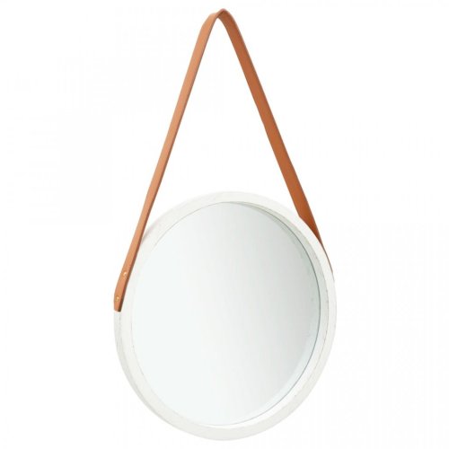 Oglindă de perete cu o curea, 40 cm, alb
