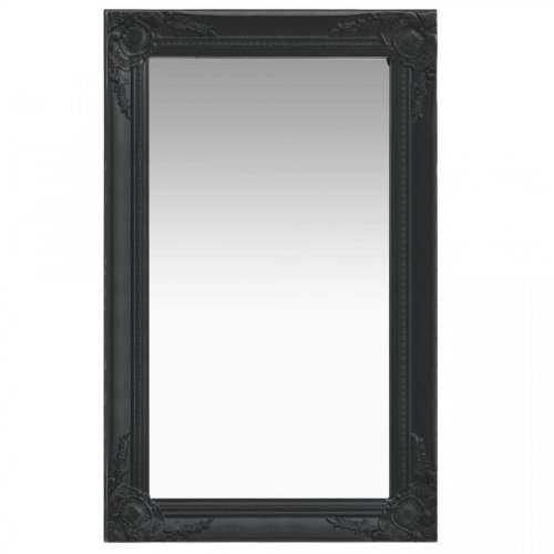 Oglindă de perete în stil baroc, negru, 50 x 80 cm