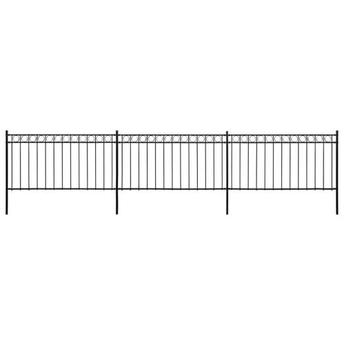 Panouri de gard cu stâlpi, negru, 6x1,5 m, oțel