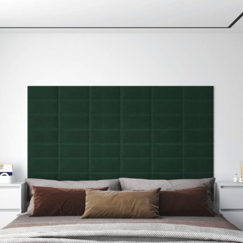 Panouri de perete 12 buc. verde închis 30x15 cm textil 0,54 m²