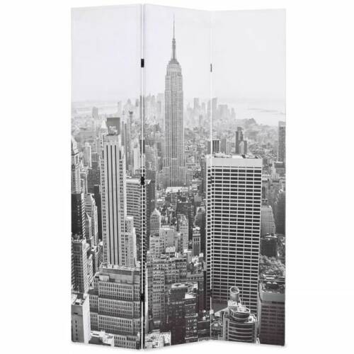 Paravan cameră pliabil, 120x170 cm, new york pe zi, alb/negru