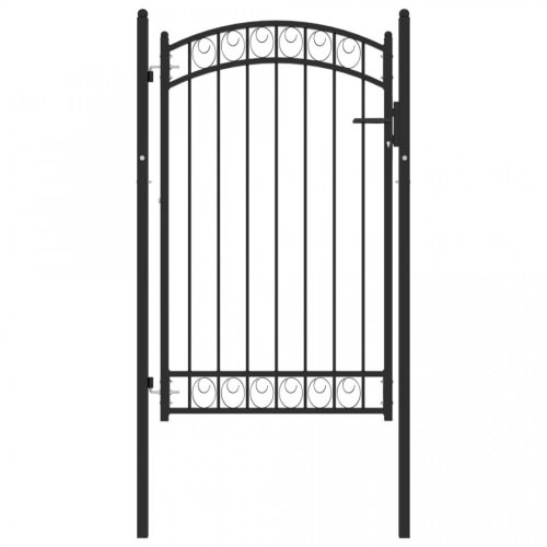 Poartă de gard cu arcadă, negru, 100x150 cm, oțel