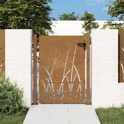 Casa Practica Poartă pentru grădină, 105x155 cm, oțel corten, model iarbă