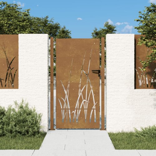 Casa Practica Poartă pentru grădină, 105x180 cm, oțel corten, model iarbă