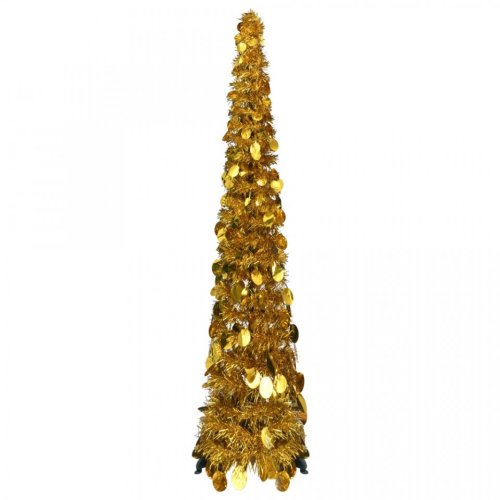 Pom de crăciun artificial tip pop-up, auriu, 120 cm, pet