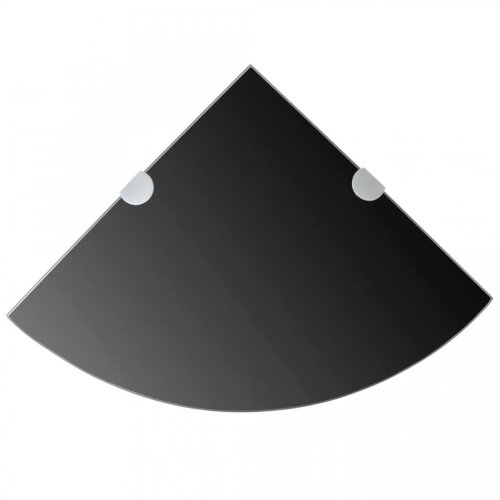 Rafturi de colț cu suporturi crom 2 buc. negru 25x25 cm sticlă