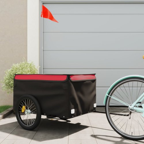 Casa Practica Remorcă de marfă pentru biciclete, negru și roșu, 45 kg, fier