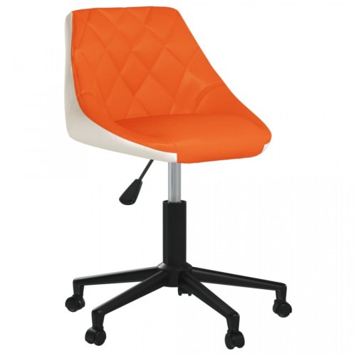 Scaun de birou pivotant, portocaliu și alb, piele ecologică