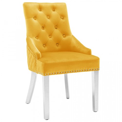 Scaun de masă, galben, catifea