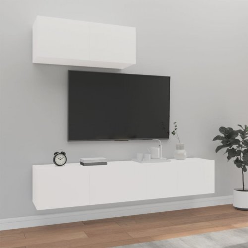 Casa Practica Set comodă tv, 3 piese, alb, lemn prelucrat