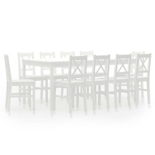 Set de mobilier de bucătărie, 11 piese, alb, lemn de pin