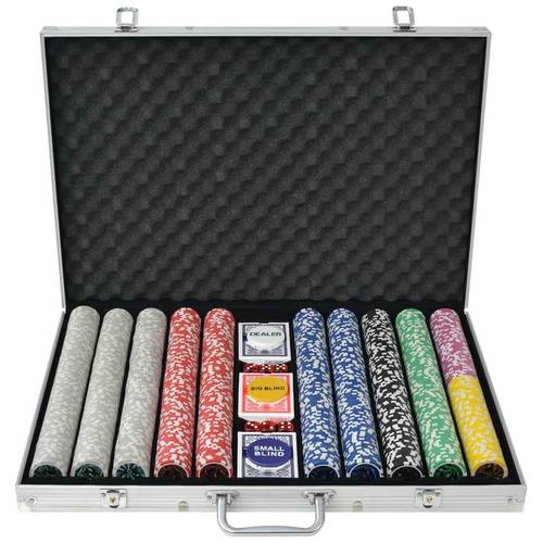 Casa Practica Set de poker cu 1000 de jetoane cu laser din aluminiu