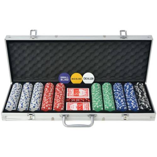 Casa Practica Set de poker cu 500 de jetoane din aluminiu