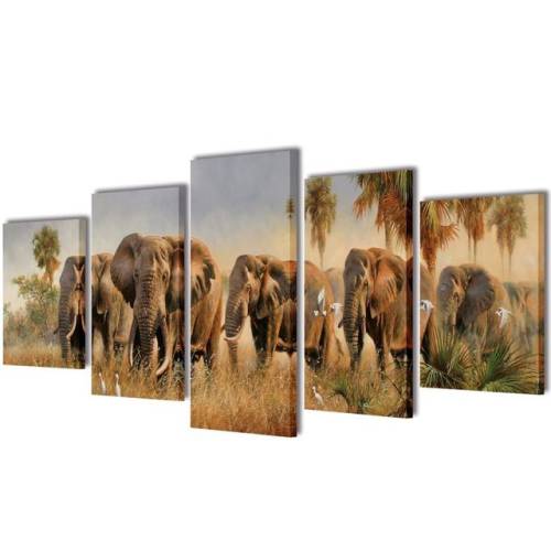 Casa Practica Set de tablouri din pânză cu imprimeu cu elefanți 200 x 100 cm