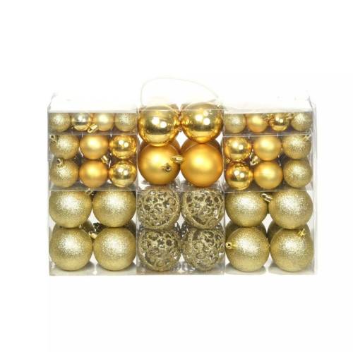 Set globuri de crăciun 100 de piese, 6 cm, auriu