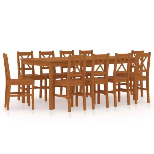 Set mobilier de bucătărie, 11 piese, maro miere, lemn de pin