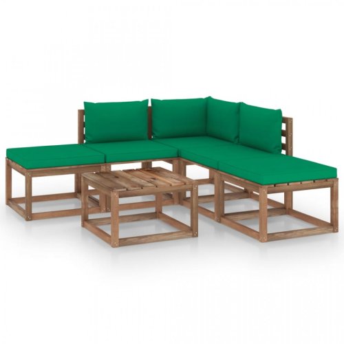 Set mobilier de grădină cu perne , verde,6 piese