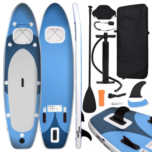 Set placă paddleboarding gonflabilă, albastru, 330x76x10 cm