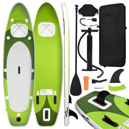 Casa Practica Set placă paddleboarding gonflabilă, verde, 300x76x10 cm