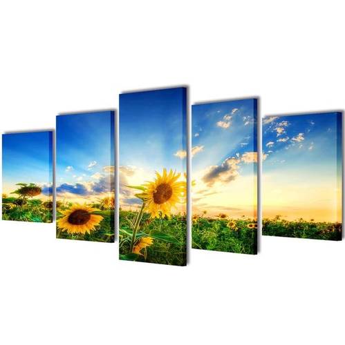 Casa Practica Set tablouri pânză cu imprimeu floarea soarelui, 100 x 50 cm