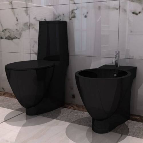 Casa Practica Set toaletă și bideu ceramică negru