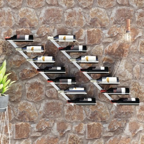 Casa Practica Suport sticle de vin, de perete, 7 sticle, 2 buc., alb, metal
