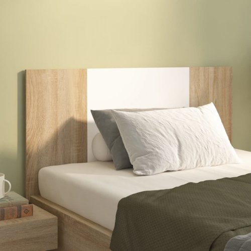 Tăblie de pat alb și stejar sonoma 120x1,5x80 cm lemn prelucrat