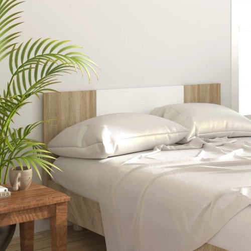 Tăblie de pat alb și stejar sonoma 160x1,5x80cm lemn prelucrat